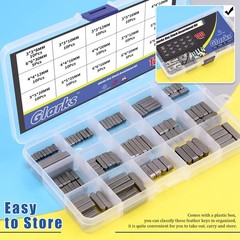 Glarks 140Pcs 16 Sizes Key Stock Keystock Assortment Kit, 8mm 10mm 12mm 16mm …