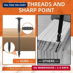 #14 x 3 Wood Structural Screws, Wood Screws, 200Pcs Lag Screws 3 Inch, Rust Resi