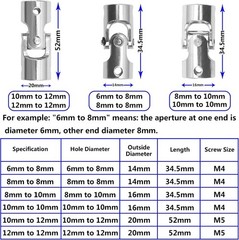 3Pack Universal U Joint Coupler Rotatable Steering Shaft Coupling Motor Conne…