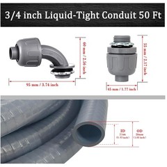 Gray 50ft Liquid-Tight Conduit Kit for Electrical Wiring