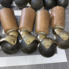 Lot of 13 Vintage Wood Leg Black Rubber Roller Ball Swivel Casters