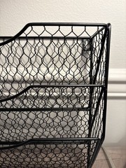 Mail Organizer Wall Mount Hanging File Holder Metal Chicken Wire 3 Tier Blk