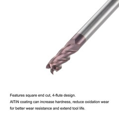 3mm Dia 3mm Shank 50mm Long HRC55 Carbide AlTiN Coated 4 Flute Square End Mill