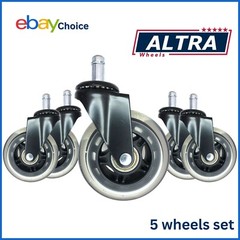 Set of 5 Office Chair Rollerblade Wheels Caster Heavy Duty 3 inch