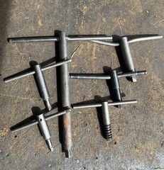 Lot (6) T-Handle Tap Wrenches/Lathe Chuck Keys Various Size (As Shown) UNTESTED