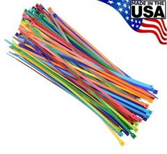 Multi Color Zip Cable Ties 11″ 50lbs 100pc Made in USA Nylon Wire Tie Wraps