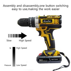 21V Cordless Impact Driver Electric Hammer Drill Combo Kit with 2 Battery B01