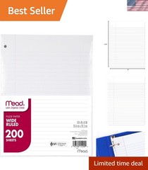 Loose Leaf Paper, Wide Ruled Filler Notebook Paper, 8″ x 10-1/2″, 200 Sheets,…