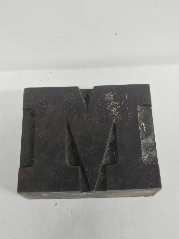 Antique Wood Letterpress Letter M Type Print Block – 2.5′ x 2″