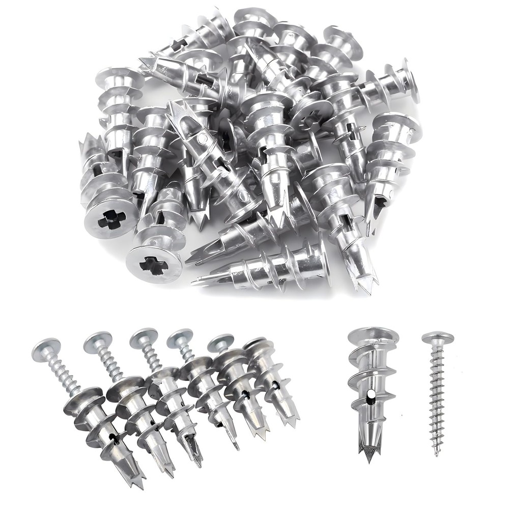 100PCS Zinc Self-Drilling Drywall Anchors, 50 Heavy Duty Hollow Metal Wall An…