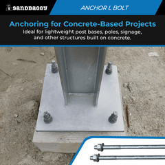 Sandbaggy 1″ x 24″ Threaded Concrete Anchor L-Bolts – Hot Dipped Galvanized