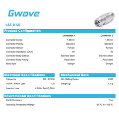 1.85mm Female to 1.85mm Female Adapter, DC – 67GHz