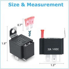 6 Pack 5 Pin Fuse Relay Switch Harness Set 30A 12V Universal SPDT 14 AWG Fuse US