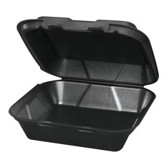 Genpak SN200-3L Black Hinged 9.25 x 9.25 x 3 Foam Container – 200 / CS