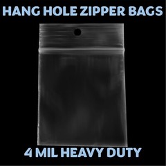 3″x4″ Hang Hole Zip Top Lock Seal Reclosable Poly Bags Zipper Baggies 4Mil