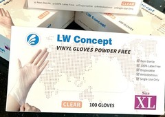 LW Concept Disposable Clear Vinyl Gloves XL 100/box Powder Free Lot of 4