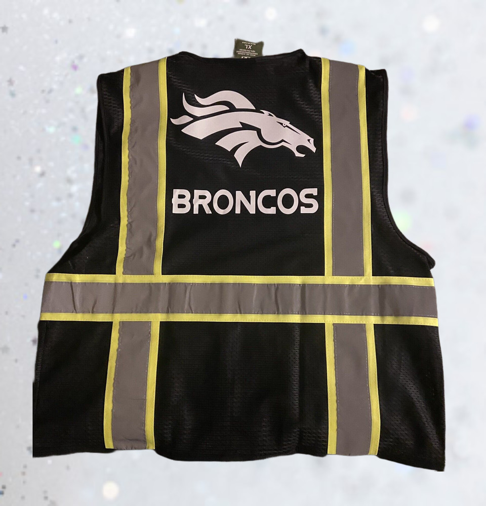 🏈🦺DENVER REFLECTIVE 3″ STRIP SAFETY PPE WORK VEST SIZES M, L, XL, 2XL BRONCOS
