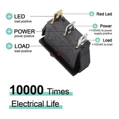 Illuminated LED On/Off SPST 3 Pin 2 Position Mini Boat Rocker Toggle Switch