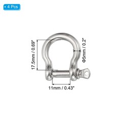 PATIKIL Screw Pin Shackle 5mm 3/16″ 353lb, 4Pcs 304 Stainless Steel Forged Bo…