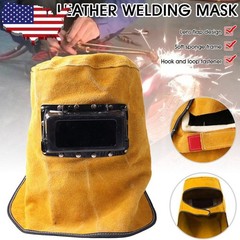 Leather Welding Helmet Mask Solar Auto Darkening Filter Lens Welder Hood USA