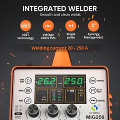 6 IN 1 Aluminum MIG Welder Gas Flux Core 250A 110/230V MMA TIG w/Lift Tig Torch
