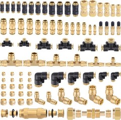 80 PCS Brass DOT Air Line Fittings Kit DOT Push Lock and Compression Air Fitting