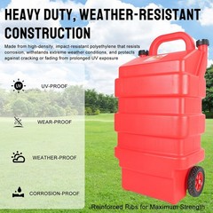 Portable 16 Gallon 60L Fuel Caddy Tank with 12V DC Electric Transfer Pump Red