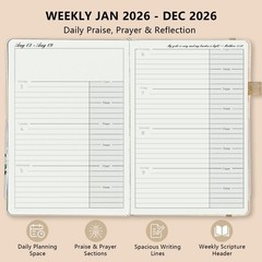 2026 Christian Planner in Beige 12-Month Bible Journal and Prayer Notebook