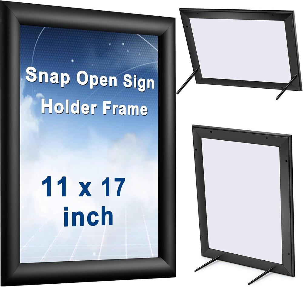 2 Pcs Black, 11 X 17 Inch, Front Load Easy Open Snap Frame Poster/Picture Frame,