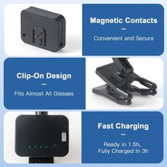Wireless 5W Dental LED Clip-On Headlight 2 Magnetic Battery for Binocular Loupes
