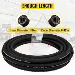 VEVOR Hydraulic Hose 100ft Coiled Hydraulic Hose 1/2″ SAE W.P. PSI4000 R2 Steel