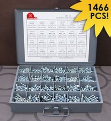 1466 Piece Hex Washer Head Tek / Self Drilling Screw Zinc Assortment – Kit# 139