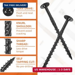 #14 x 3 Wood Structural Screws, Wood Screws, 200Pcs Lag Screws 3 Inch, Rust Resi