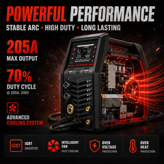 ARCCAPTAIN MIG205MP MIG Welder 9 IN 1 iControl APP Control 120/240V Dual Voltage