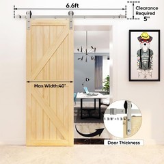 JUBEST 6.6FT Brushed Nickel Sliding Barn Door Hardware Kit Smoothly and Quiet…