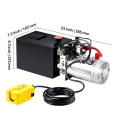 12V 1.6kW Double-Acting Hydraulic Pump, 3200 PSI, 10qt Tank