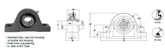[2-Pack] UCPE212-38 Cast Iron Pillow Block Bearing Housed Unit [2-3/8 in Bore]