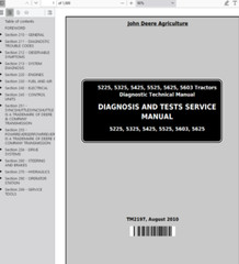 John Deere 5525 5625 5603 Tractor Technical Diagnosis Test Manual TM2197 PDF USB