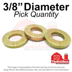 3/8″ SAE Extra Thick Flat Washers Grade 8 Steel Zinc Yellow (Pick Quantity)