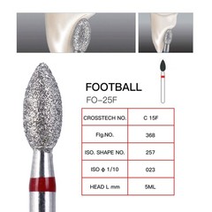 10Pcs AZDENT Dental Diamond FG Burs FOOTBALL FINE RED for High Speed Handpiece