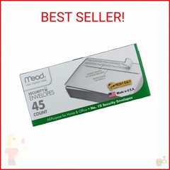 Mead Press-it Seal-it No.10 Security Envelopes, 4.125 x 9.5-Inches, White, 45 Co