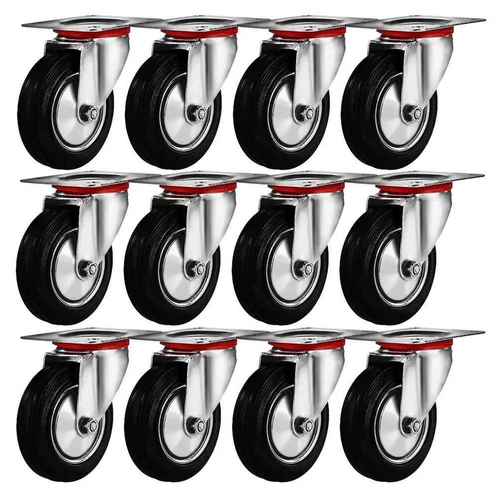 12 pack 3″ Swivel Caster Wheel Rubber Base with Top Plate & Bearing Heavy Duty29