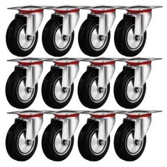 12 pack 3″ Swivel Caster Wheel Rubber Base with Top Plate & Bearing Heavy Duty29