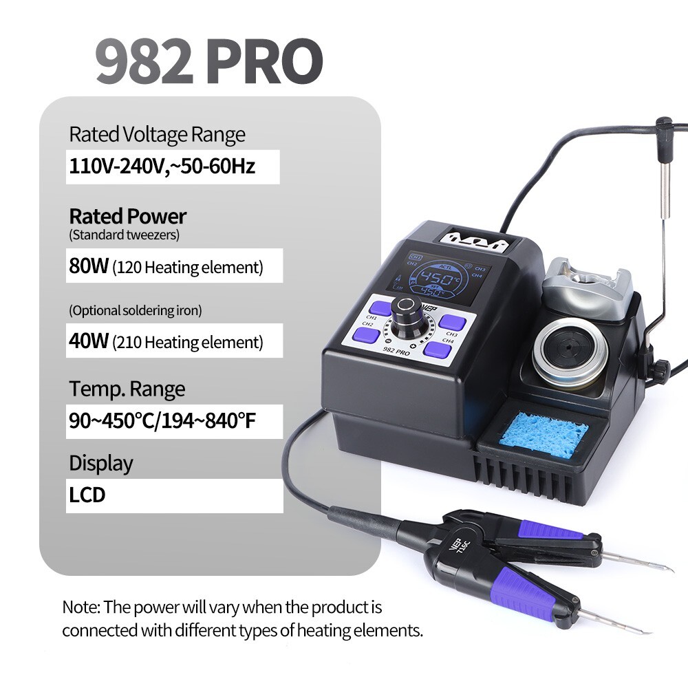 WEP Soldering & Rework Stations With Precision Electric Tweezer, 110V-240V US
