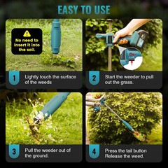 Weed Puller Tool,Electric Stand Up Weed Puller Tool, 21V Battery Powered w/ 2…