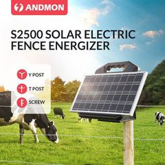 S2500 2.2 Joule Solar Fence Charger, 60 Miles Solar Electric Fence Charger for