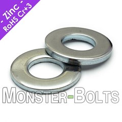 US / Inch – SAE Flat Washers, Cr+3 Zinc Plated Steel, #4 #6 #8 #10 1/4 5/16 3/8″