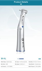 Dental Optic LED 1:1 Direct Drive Contra Angle Handpiece Blue Ring Quattro Spray