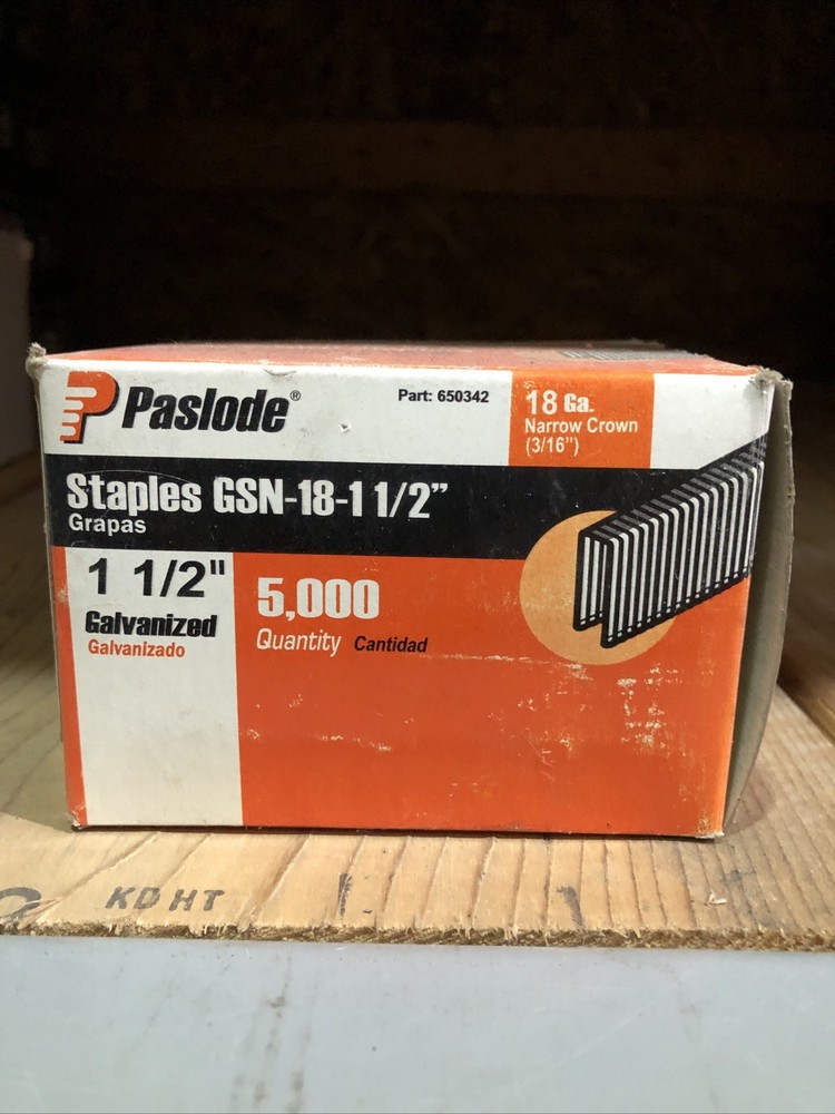 PASLODE (Box of 5000) 3/16″ Narrow Crown Staples GSN18 – 1-1/2”Series 18G