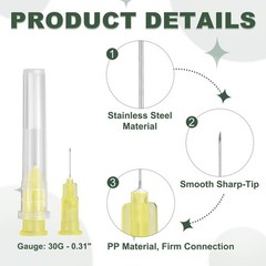 100 Pcs Dispensing Needle 30 Gauge 0.3″, Stainless Steel Tips(Yellow)